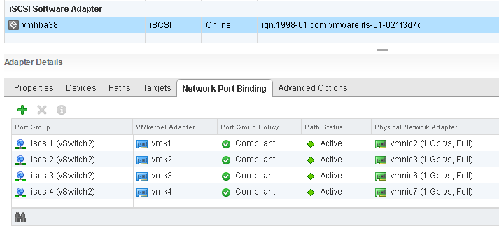 ESXi iSCSI Network Port Binding